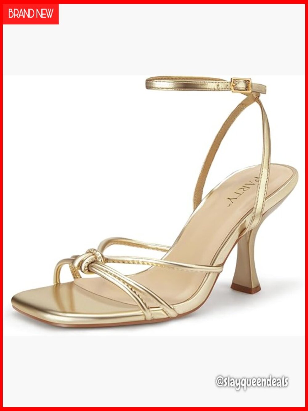 Strappy Square Toe Stiletto Heeled Sandals 3 inch Kitten Heel Ankle Strap Dress